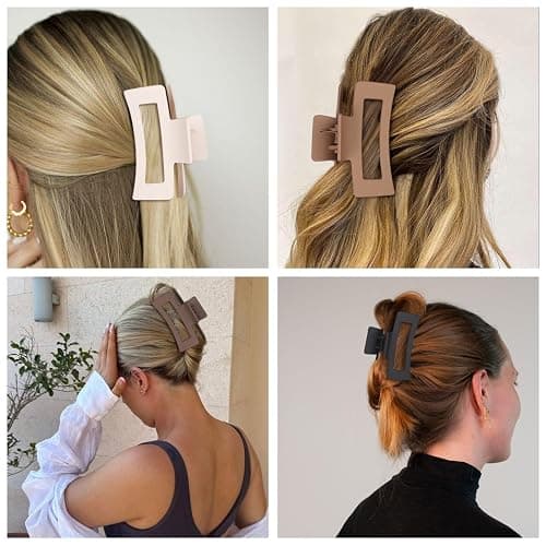 SMKSL Medium Hair Clips for Women 8 Pcs Small Claw Clips for Thin and Thick Hair 2 Styles Hair Claw Clips Combination Rectangle Banana Jaw Hair Accessories for Women and Girls (Brown) thumbnail 7