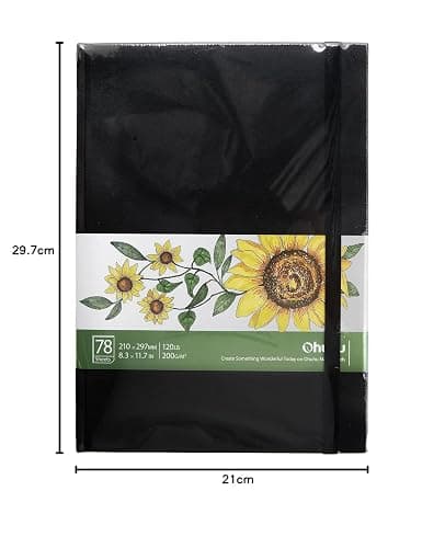 Ohuhu A4 Alkoholmarker Skizzenbuch - 200 g/m² säurefreies Papier, 156 Seiten (78 Blätter), 21x29,7 cm Hardcover mit Premium PU-Einband, Sketchbook für Aquarell, Marker & Illustration thumbnail 10