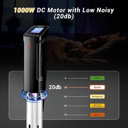 INKBIRD WIFI Sous Vide Cooker ISV-100W, 1000 Watts Sous Vide Machine Immersion Circulator with 14 Preset Recipes on APP & Calibration Function, Thermal Immersion, Fast-Heating with Timer thumbnail 7