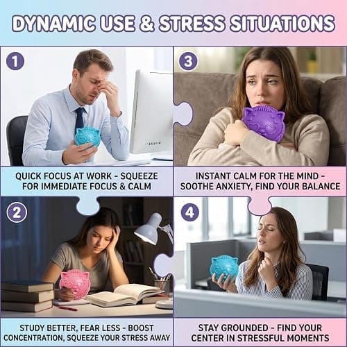 Puasyto Cool Cat Squeeze Squishy, Wild Kitties Fuzzy Ball Sensory Squeeze Balls, Slow Rising Stress Relief Toys, Anxiety Calming Squishy Fidget Balls, Great for Stress Reduction or Gifting thumbnail 4