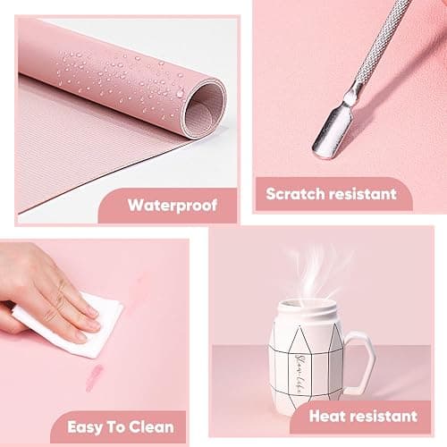Subay Nail Art Table Mat, (MAT ONLY) Soft Microfiber PU Leather Nail Hand Rest for Nail Arm Rest Cushion, Foldable Nail Art Rest Pillow Manicure Pad Desk Mat - Pink thumbnail 4