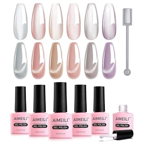 AIMEILI Cat Eye UV Gel Set - 6 Farben Nagellack Mit Magnet, Soak Off UV Nagellack - 8ml, 6-62 - Image 1