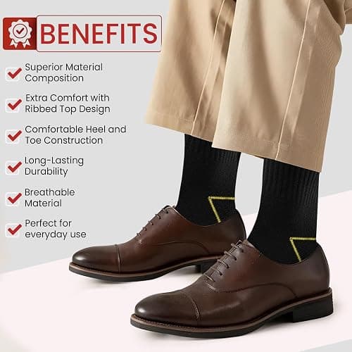Bodygenix Men's Work Socks - Pack of 20 Breathable Heavy Duty Stretch Fit Reinforced Heel & Toe - Outdoor Multipack Performance Hiking Walking Athletic Boot Socks thumbnail 6