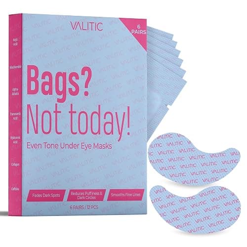 VALITIC Kojic Acid Under Eye Masks - Brightening Under Eye Patches Travel Essentials for Women and Men - Fades Dark Circles and Reduces Puffy Eyes - with Niacinamide, Collagen and Caffeine - 6 Pack - Image 1