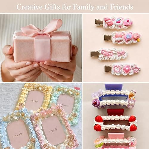 Decoden Cream Glue Clay Set with 12 Piping Tips DIY Phone Case Art Crafts | Kit Includes Resin Charms and Polymer Clay Fruit Slices for Decorating Mirrors, Hair Clips, Acrylic Photo Frames, Keychains thumbnail 6