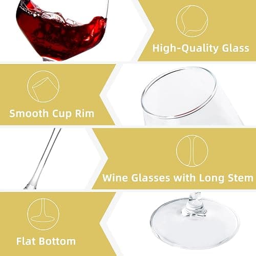 SHYRC Wine Glasses Set of 6, 12oz Clear Red/White Wine Glasses, Long Stem Glasses for Party, Wedding and Home thumbnail 4