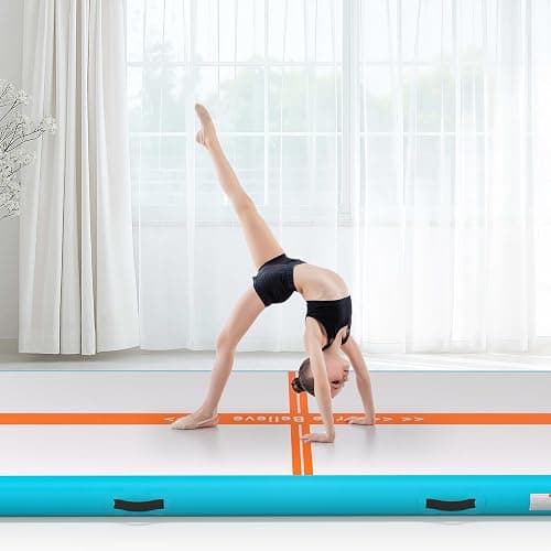 FINCOME Inflatable Gymnastics Mat Air Tumble Track Mats 10/13/16/20ft Training Mats for Home Use Air Mat with Pump 4”/6” Thick for Cheerleading/Yoga/Parkour/Beach/Park/Water thumbnail 8