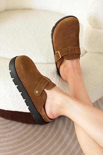 Project Cloud 100% Genuine Leather Platform Clogs for Women Footwear - Memory Foam Arch Support Cork Footbed Casual Shoes & Mules for Women 2025 (Benton Chunky) thumbnail 2