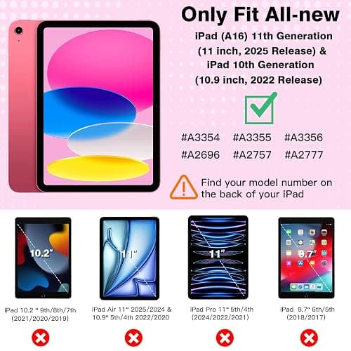 TiMOVO Case for iPad (A16) 11th Generation 11 Inch 2025/iPad 10th Generation 10.9 Inch 2022, Slim Stand Cover with Hard Translucent Back, Support Touch ID, Auto Wake/Sleep, Nosegay Pink thumbnail 2