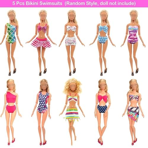 BARWA 10 Sets Doll Clothes Including 5 Bikini Swimsuits 5 Outfit Tops and Pants with 10 Shoes for 11.5 inch Dolls thumbnail 5