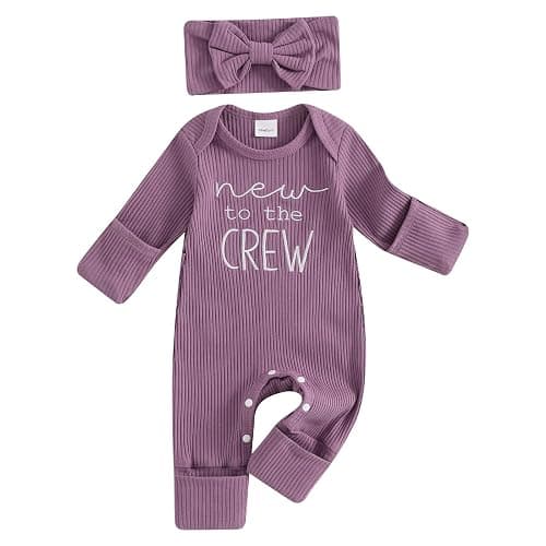 allshope Infant Baby Girl Fall Outfit Sweatshirt Romper Little Sister Lil Sis Long Sleeve Jumpsuit Newborn Clothes - Image 1