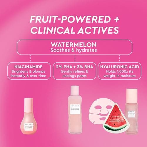 Glow Recipe Watermelon Glow Dewy Skin Routine Kit - Full Size Dew Drops Serum, Full Size Pink Juice Moisturizer, Travel Size PHA+BHA Pore-Tight Toner & Watermelon Jelly Sheet Mask (4 Count) thumbnail 8