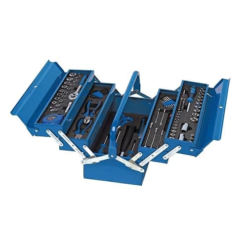 Draper 48091 Tool Kit in Steel Cantilever Toolbox (126 Piece), Blue - Image 1