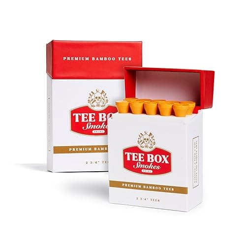 BRIMZ Tee Box Smokes - Premium Bamboo Golf Tees - Funny Golf Gifts & Accessories - Reusable Magnetic Box - Durable, Biodegradable 2 ¾ Golf Tees (2 Pack Smokes - 20 Tees Total) - 2 Pack Smokes (20 Tees)