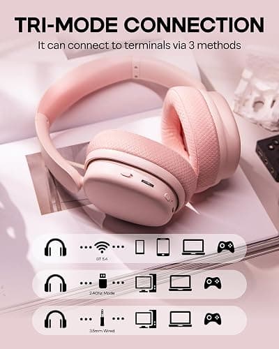 EPOMAKER X Aula G7 Pro Wireless Gaming Headset, Dual Mode BT5.3 & 2.4GHz, 7.1 Surround Sound, 80+ Hour Battery, RGB Light, with Noise Canceling Mic for PS5, PS4, Switch, PC (Pink) thumbnail 8