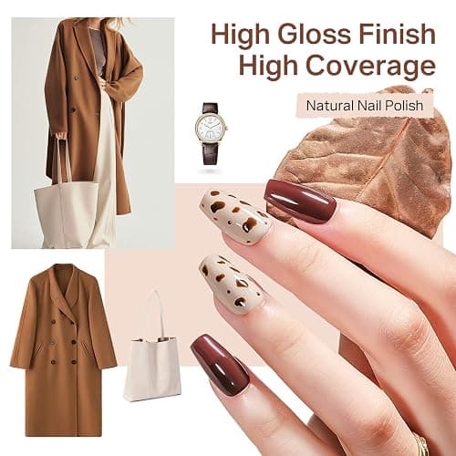 MIZHSE Quick Dry Nail Polish Set, 24 Colors Fall Winter Regular Nail Polish Non Gel, Air Dry Fast Trendy Glitter Bulk Gray Brown Nail Lacquer Oil-based Fingernail Toe Home DIY Gift for Women thumbnail 4