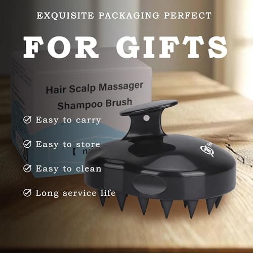 FREATECH Scalp Massager Hair Growth, Scalp Scrubber Shampoo Brush with Soft Silicone Bristles for Dandruff Removal and Hair Care, Wet & Dry Hair Massager Scalp Exfoliator for All Hair Types, Black thumbnail 7