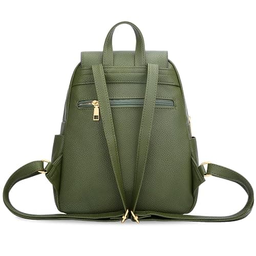 KKXIU Quilted Trendy Leather Backpack Purse for Women and Ladies Shoulder Travel Daypacks Bags (Olive) thumbnail 6