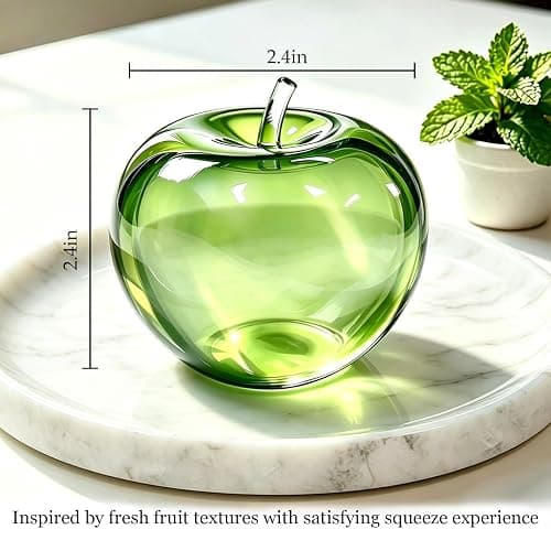 Green Apple Squishy, 1 Pack Clear Slow Rising Stress Ball for Adults | Crystal Clear Fruit Squishy, Desk Fidget for Stress Relief, Easy to Clean for Office Desks, Travel thumbnail 2