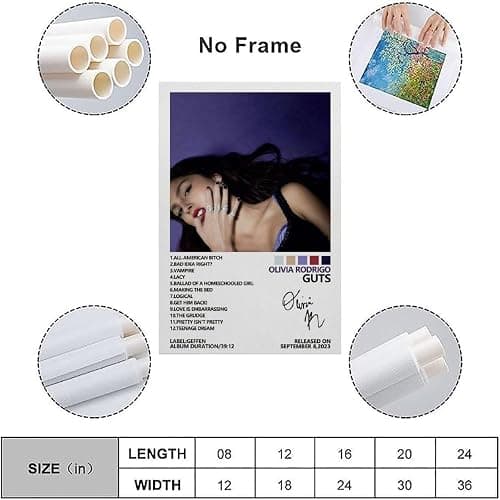 NWQV Olivia Poster Rodrigo Guts Album Cover Poster Wall Art Decorative Painting Bedroom Painting Posters 12x18inch(30x45cm) Unframe-style thumbnail 3
