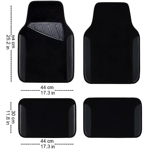 CAR PASS Waterproof Universal Fit Car Floor Mats, Faux Leather Car Carpet Mats, Black Car Mats with Anti-Slip Nibbs Backing & Driver Heel Pad Fit for SUV,Vans,sedans, Trucks,Set of 4pcs(All Black) thumbnail 2
