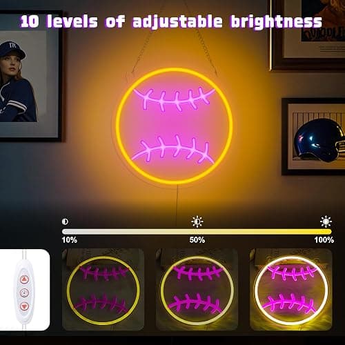 Softball Neon Sign - Dimmable Sport Wall Decor With USB Power, Softball Gifts for Girls 8-12, LED Neon Lights for Girls Cave College Dorm Softball Fan Accessories Stuff thumbnail 4