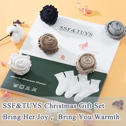 SSF&TUYS Ruffle Socks for Women – Soft Cotton Frilly Ankle Socks, Cute, Breathable & Comfy, 6 Pairs thumbnail 2