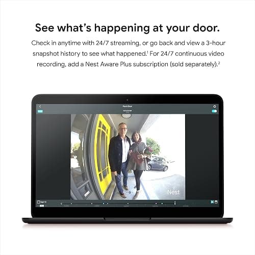 Google Nest Doorbell (Wired) - Formerly Nest Hello - Video Doorbell with 24/7 Streaming - Smart Doorbell Camera for Home with HDR Video, HD Talk and Listen, Night Vision, and Person Alerts thumbnail 7
