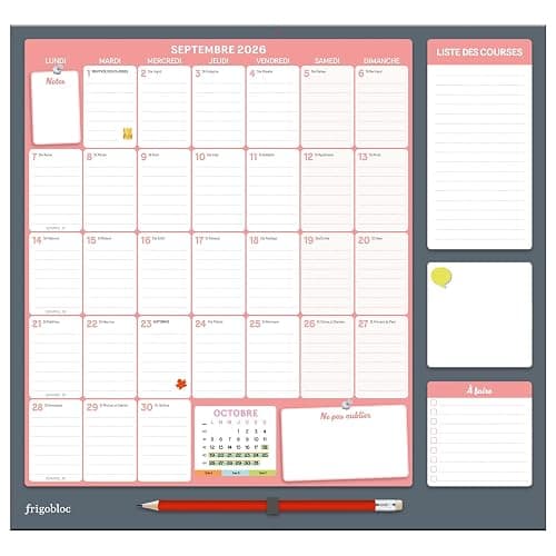 Frigobloc Mensuel 2027 - Calendrier organiseur familial (de sept. 2026 à déc. 2027) thumbnail 3