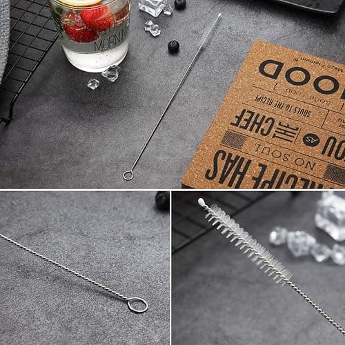 18 Piece Gold Stainless Steel Straws, 8.5 '' Reusable Drinking Straws,with Portable pouch,Suitable for wine and cold drinks (8 Straight/8 Bent/2 Brushes) thumbnail 6