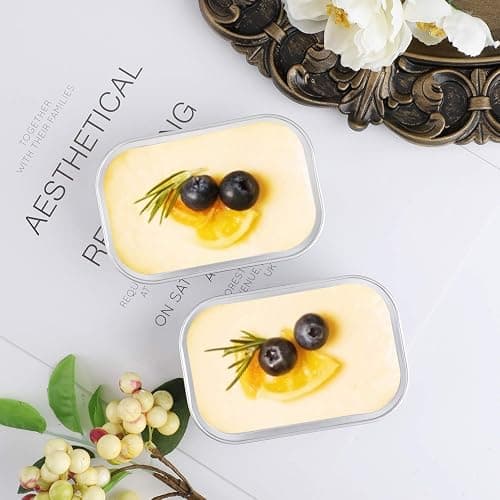 EUSOAR Cupcake Cups with Lids, 5.7oz 50pcs Disposable Desserts Flan, Baking Cups with Lids, Aluminum Foil Desserts Cupcake Flan, Catering Gathering Shower Favor-Red thumbnail 6