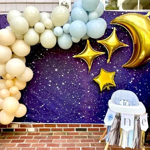 54Pcs Star Foil Balloons Moon Foil Mylar Balloons Kit with 50Pcs Gold Star Balloons and 4Pcs Large Moon Foil Balloons for Baby Shower Christmas Anniversary Engagement Wedding Birthday Party Decoration thumbnail 2
