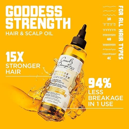 Carol's Daughter Goddess Strength Scalp and Hair Oil for Curly, Wavy, Coily Hair, Treatment with Castor Oil for Weak, Stronger Hair, 125ml - Oil thumbnail 4