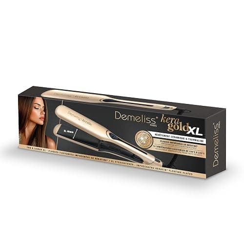 Demeliss Saint Algue Lisseur Kera-GOLD XL - Plaques Larges Kératine - 14 Températures - Écran Digital - Cordon Rotatif 360° - Lissage Professionnel - Adapté à Tous Cheveux - Écran Digital thumbnail 4