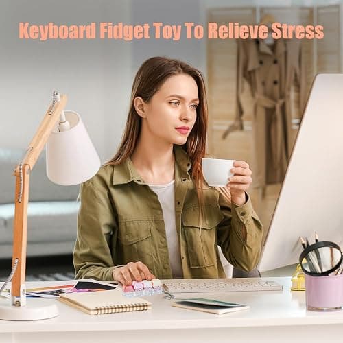 Keyboard Fidget Toy - 2Pcs Fidget Keyboard Keychain Keyboard Clicker Fidget Toy Stress Relief Keyboard Fidget Clicker thumbnail 2