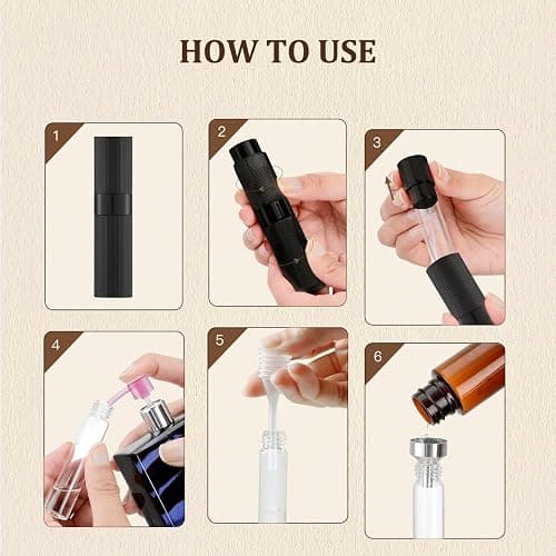 LISAPACK Perfume Travel Refillable Bottle - Atomizer Cologne Spray for Men Portable - Mini Sprayer Empty for Refill - Small Size 8ML Striped (Grey, Black, Silver) thumbnail 4