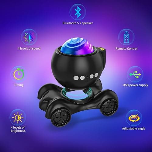ENOKIK Galaxy Projector, Star Aurora Projector Built-in Bluetooth Speaker, Night Light for Kids Adults, White Noise Light for Home Decor/Relaxation/Party/Music/Gift (Black) thumbnail 5