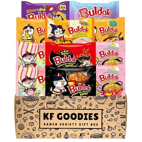 KF GOODIES Korean Ramen Variety Pack Gift Box (11 Count) - Spicy Buldak Noodle Assortment for Birthdays, College Care Packages and Gift Baskets - Image 1