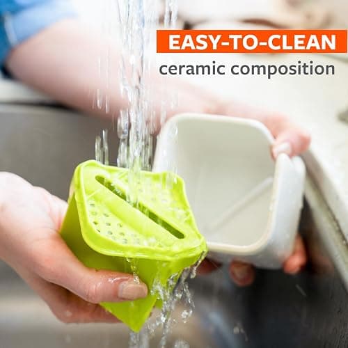 Full Circle Stash Ceramic Sink Caddy and Organizer, White/Gray thumbnail 7