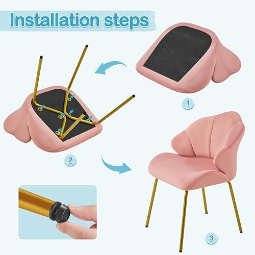 Yaheetech Velvet Armchair, Accent Tub Chair with Metal Legs, Cute Vanity Chair with Shell Shaped Backrest for Living Room/Bedroom/Makeup/Office, Pink thumbnail 9