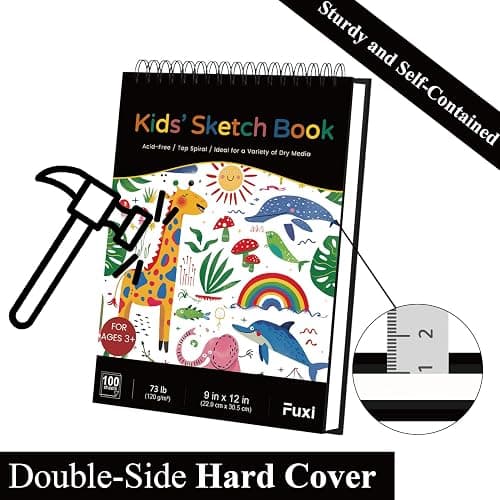 Sketch Book for Kids, 9" x 12" Kid Sketchbook, 100 Sheets (73lb/120gsm) Thick Drawing Paper for Kids, Spiral Sketch Pad for Kid, Easter Basket Stuffers. thumbnail 4