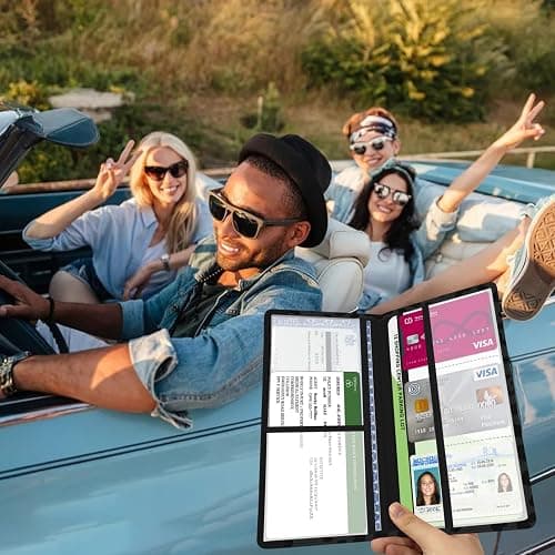 Kakurookie Car Registration and Insurance Holder, with Magnetic Closure for License, Cards and Documents, All Vehicle Needs and Car Accessories (Leopard-Black) thumbnail 2