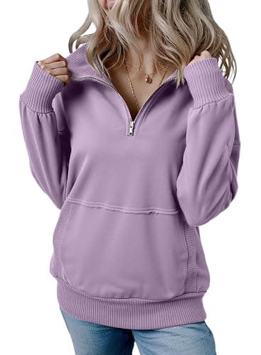 SHEWIN Womens Sweatshirt Casual Long Sleeve Half Zip Pullover Lightweight Sweatshirts Tops Fall Fashion Outfits 2025 thumbnail 2