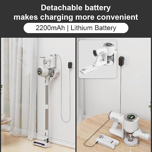 BUTY BULU Cordless Stick Vacuum Cleaner, 30KPa Handheld 2200mAh Rechargeable Battery Lightweight Small Vac Electirc Broom, 40Mins Runtime for Home Hard Floor Carpet Pet Hair Cleaning, LED Screen thumbnail 5