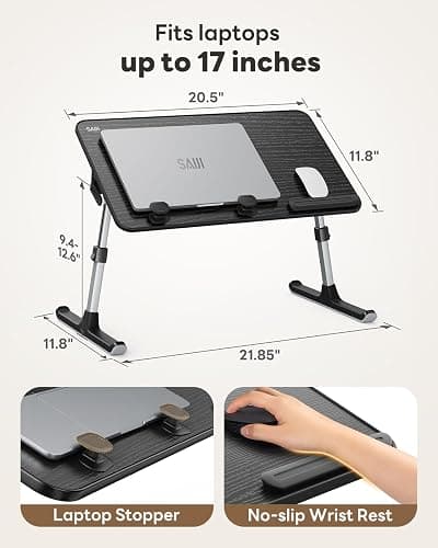 SAIJI Height & Angle Adjustable Lap Desk Laptop Stand for Bed | LightWeight Foldable Portable Laptop Table for Couch Sofa Chair Floor thumbnail 2