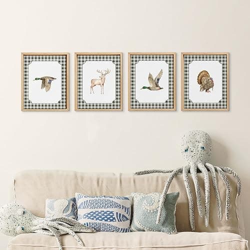 VONTP Hunting Animal Nursery Wall Art Decor, Rustic Turkey Deer Mallard Duck Nursery Prints Poster Wall Decorations for Kids Boys Girls Toddler Room Bedroom Playroom, 8x10 Inch Set of 4 (Unframed) thumbnail 5