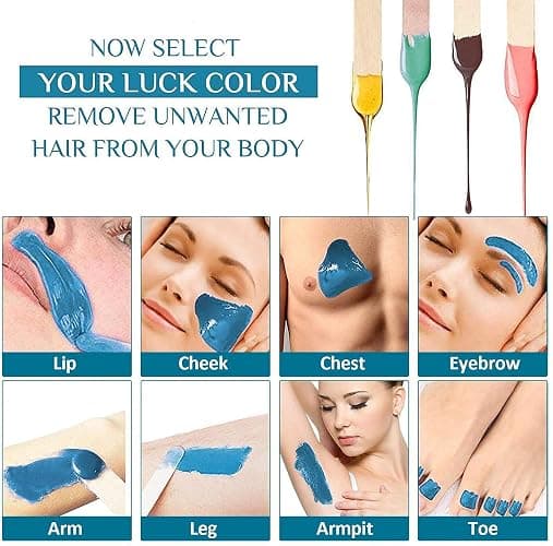 Wax Warmer Full Kit,Wax Heater Hair Removal Kit with Adjustable Temperature,with 4 Different Flavor Hard Wax Beans and 20 Wax Applicator Sticks,Painless at Home Wax Warme Hair Removal thumbnail 5