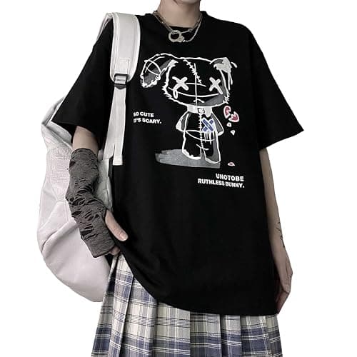 Women Grunge Gothic Bear Tops Print Harajuku Korean Clothes - Image 1