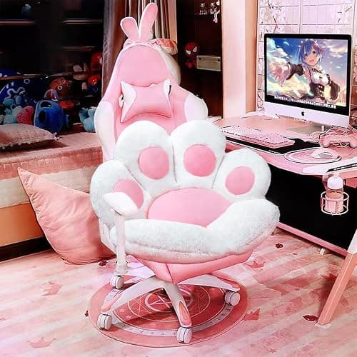 DOBUONO Cat Paw Cushion Cute Chair Cushion Kawaii Seat Cushion 28"x 24"Gaming Chair Cushion Kitty Plush Lazy Sofa Pillow for Girl Soft Chair Pillow, Kawaii Accessories Stuff Room Decor (White) thumbnail 2