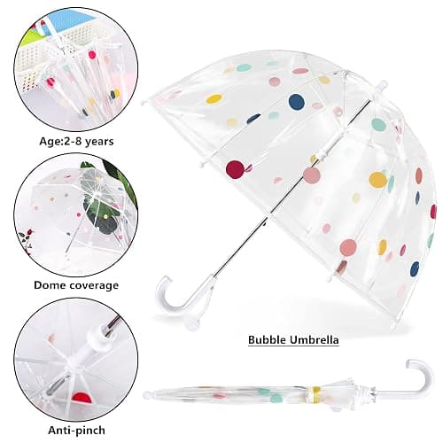 RONIARE Kids Clear Bubble Umbrellas for Rain Dome Windproof Umbrella for Kid Girls and Boys thumbnail 4